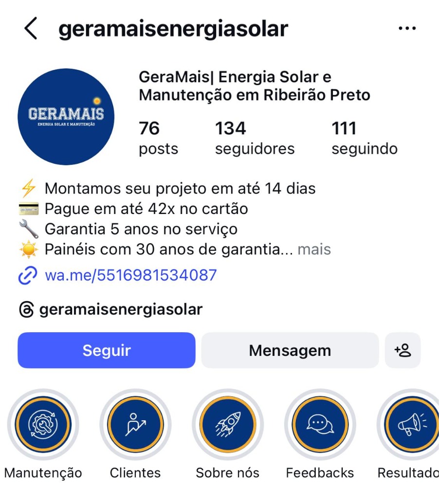 Perfil Instagram GeraMais